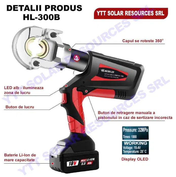 HL-400B Masina sertizat papuci cabluri Cu/AL, 300/400mmp, 2 baterii 5AH HL-400B Masina sertizat papuci cabluri Cu/AL, 300/400mmp, 2 baterii 5AH
